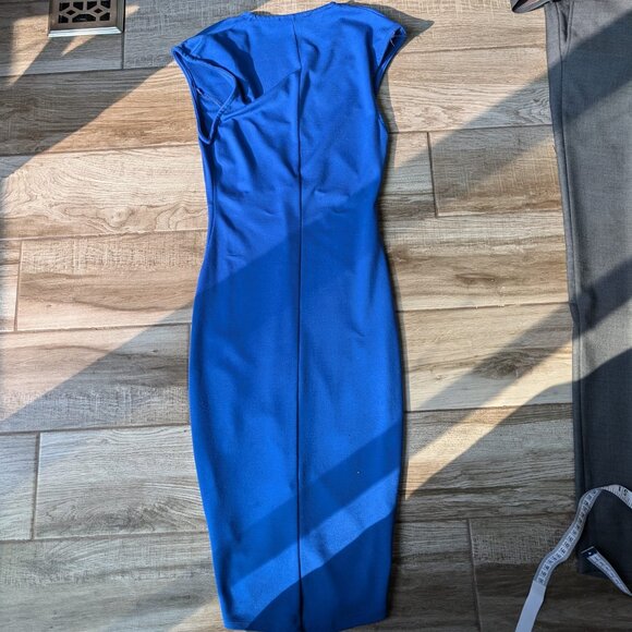 Revamped Women’s Blue Bodycon Midi Dress Size M Cap Sleeve Scoop Neck - Picture 2 of 5